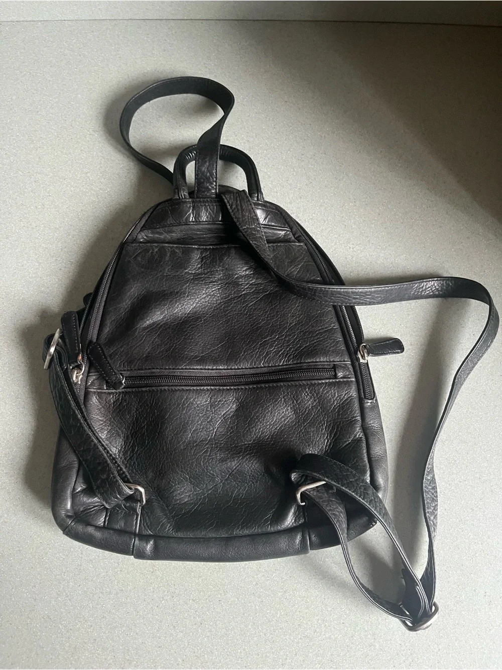 Vintage Osgoode Marley Black Leather Compact Backpack — Everyday Carry